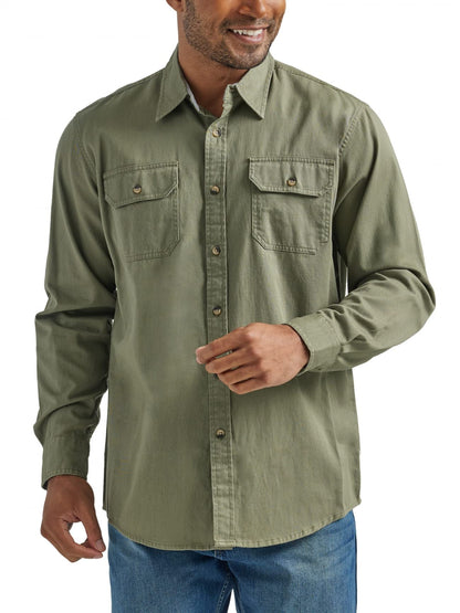 HOTWrangler Authentics Men's Long Sleeve Classic Woven Shirt