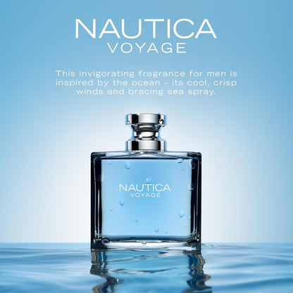 HOTNautica Voyage Eau De Toilette, Cologne and Fragrance For Men, Fresh, Romantic, Fruity Scent Woody, Aquatic Notes of Apple, Water Lotus, Cedarwood, and Musk Ideal Day Wear, Long Lasting 3.3Fl oz