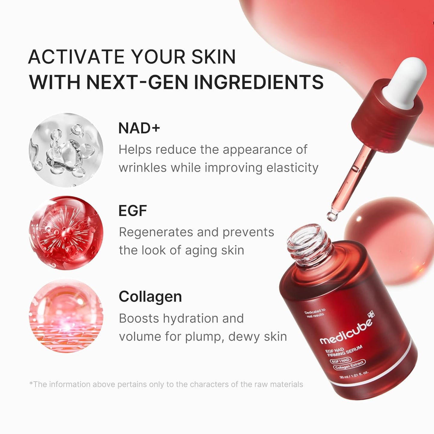 HOTmedicube NAD EGF Firming Serum for Face & Neck | Anti-Aging Serum with EGF Peptide, NAD+ & Collagen | Wrinkle Appearance, Elasticity & Pore Care | Korean Skincare, 1.01 fl.oz
