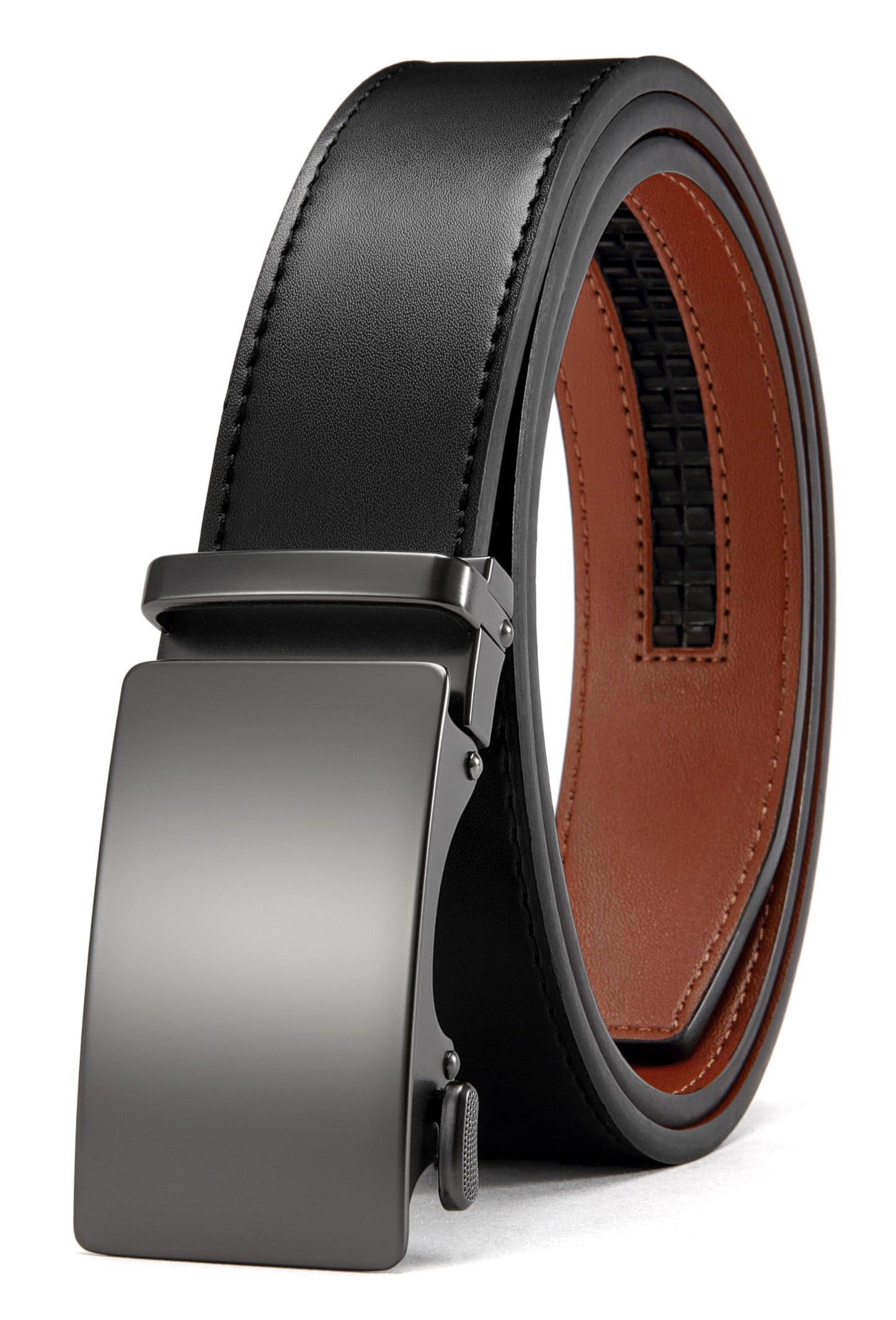 HOTCHAOREN Mens Belt - Mens Ratchet Belt Leather 1 3/8" for Dress Pant - Micro Adjustable Belt Fit Everywhere