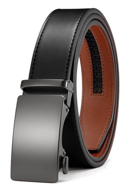 HOTCHAOREN Mens Belt - Mens Ratchet Belt Leather 1 3/8" for Dress Pant - Micro Adjustable Belt Fit Everywhere