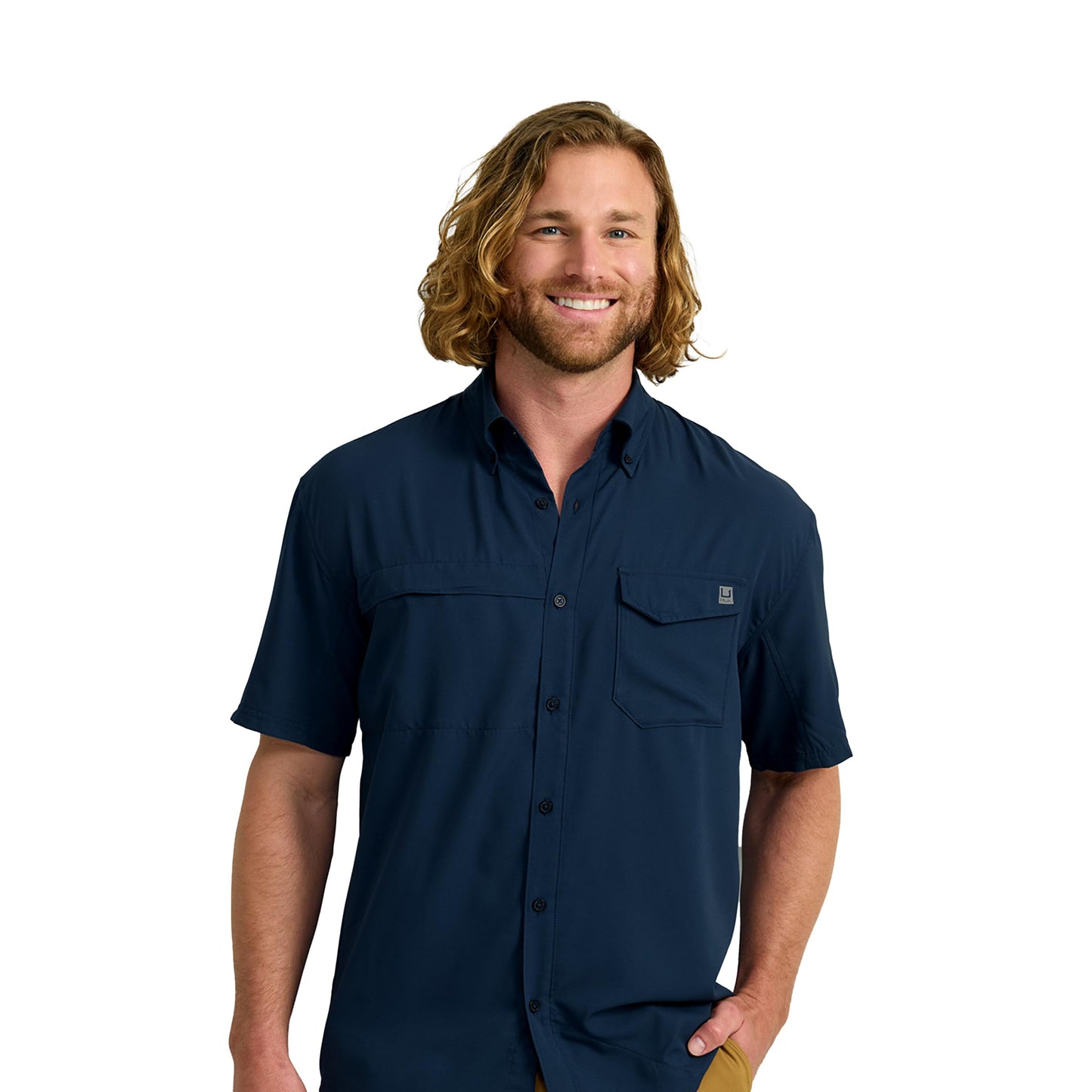 HOTHUK Men's Tide Point Kc Scott Original Artwork Short Sleeve Shirt, Fishing Button Down