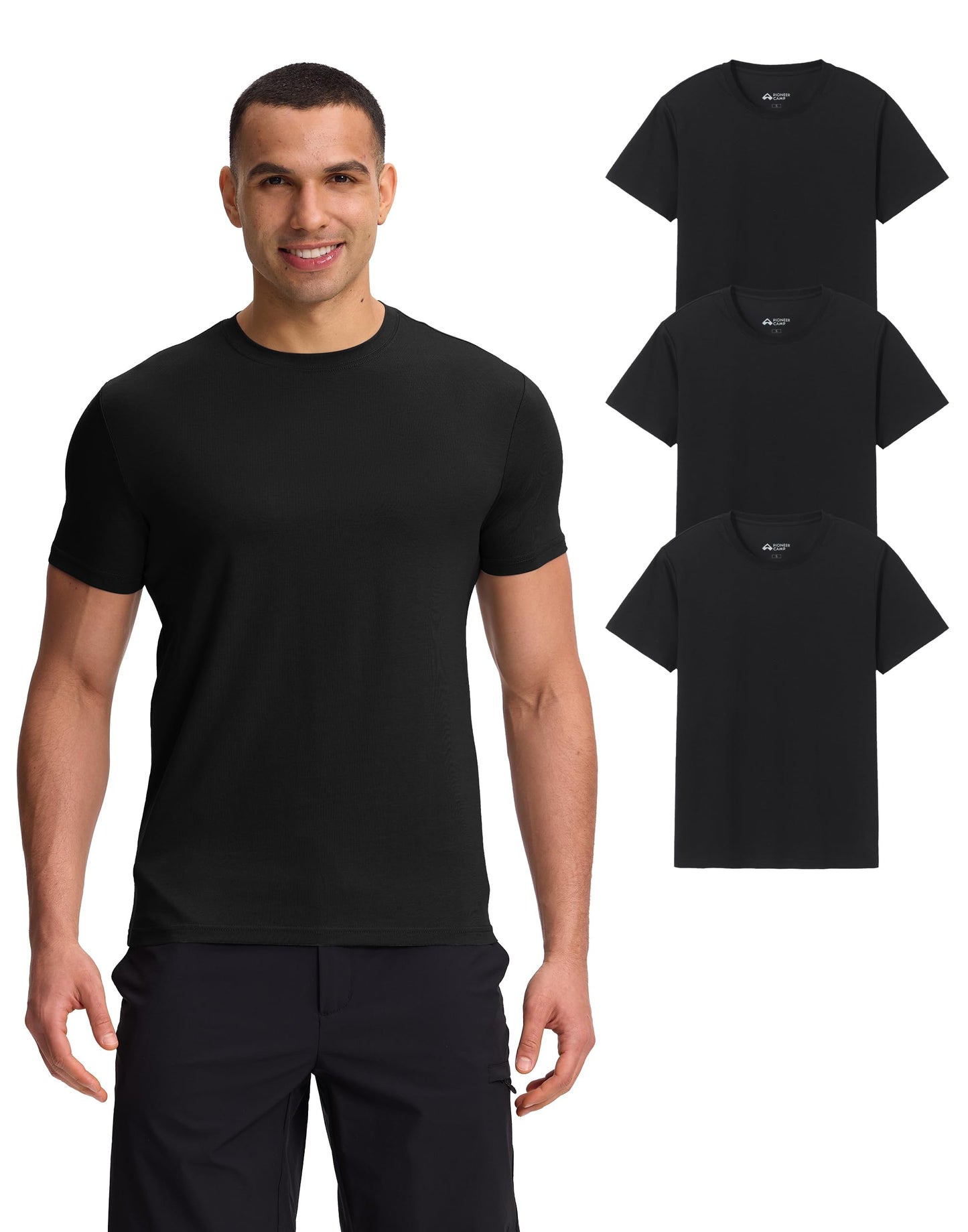 HOTPioneer Camp Mens Bamboo Shirts Ultra Soft Plain Tshirts for Men Cooling Crew Neck Casual Basic Tee Shirt Undershirt