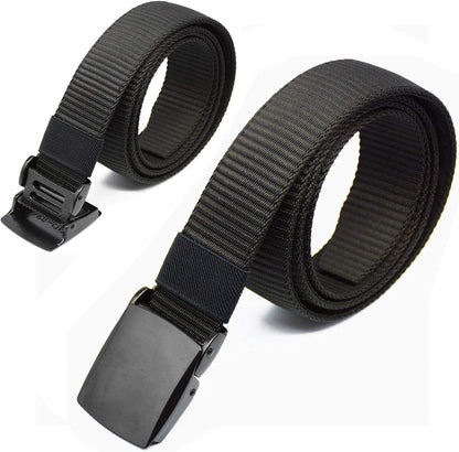 HOTMoney Belts for Travel for Men, Nylon Military Tactical Mens with Zinc Alloy Buckle, Security Money Belt with Hidden Money Pocket - Black