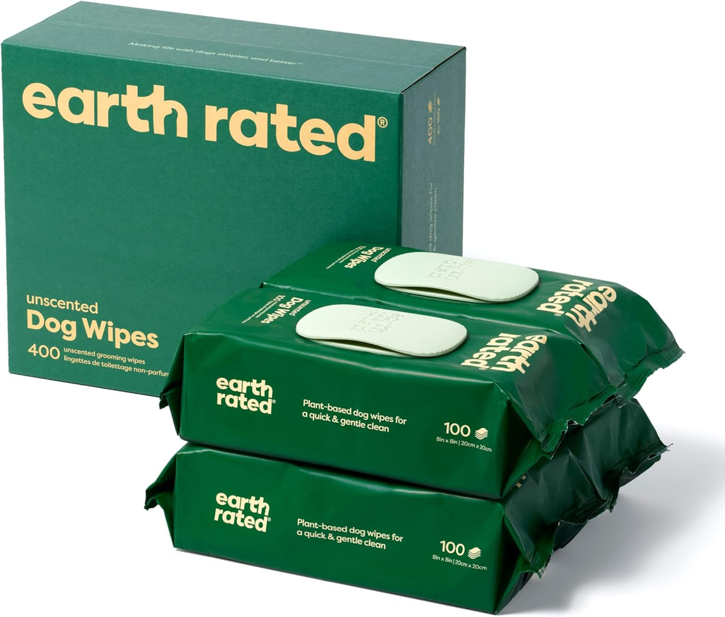 HOTearth rated Pet Wipes for Dogs and Cats, Hypoallergenic, Cleaning and Hydrating, for Grooming Paws, Body and Butt, Unscented, 400 Count