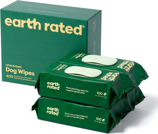 HOTearth rated Pet Wipes for Dogs and Cats, Hypoallergenic, Cleaning and Hydrating, for Grooming Paws, Body and Butt, Unscented, 400 Count