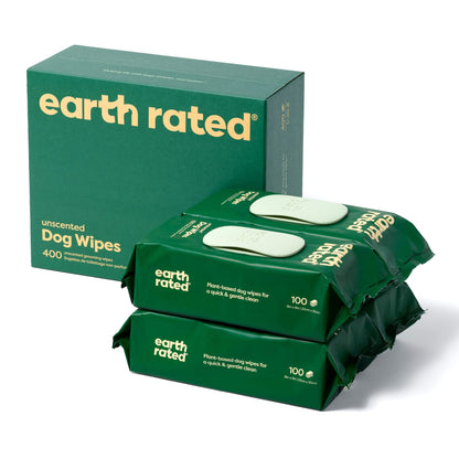 HOTearth rated Pet Wipes for Dogs and Cats, Hypoallergenic, Cleaning and Hydrating, for Grooming Paws, Body and Butt, Unscented, 400 Count
