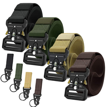 HOTTactical Belt Men 4 Pack, Compass Military Nylon Web Belt, Heavy Duty Belt Quick Release Metal Buckle Riggers Belt
