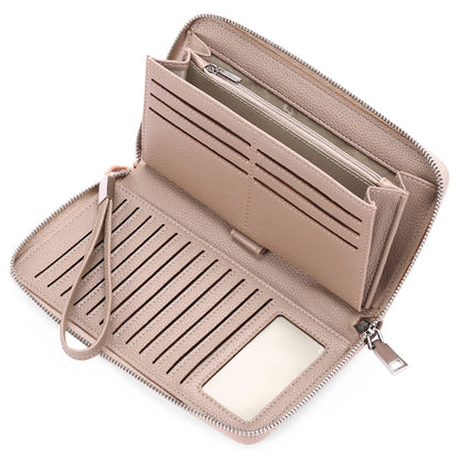 HOTGOIACII Womens Wallet RFID Blocking Leather Zip Around Wallet Large Capacity Long Purse Credit Card Clutch Wristlet