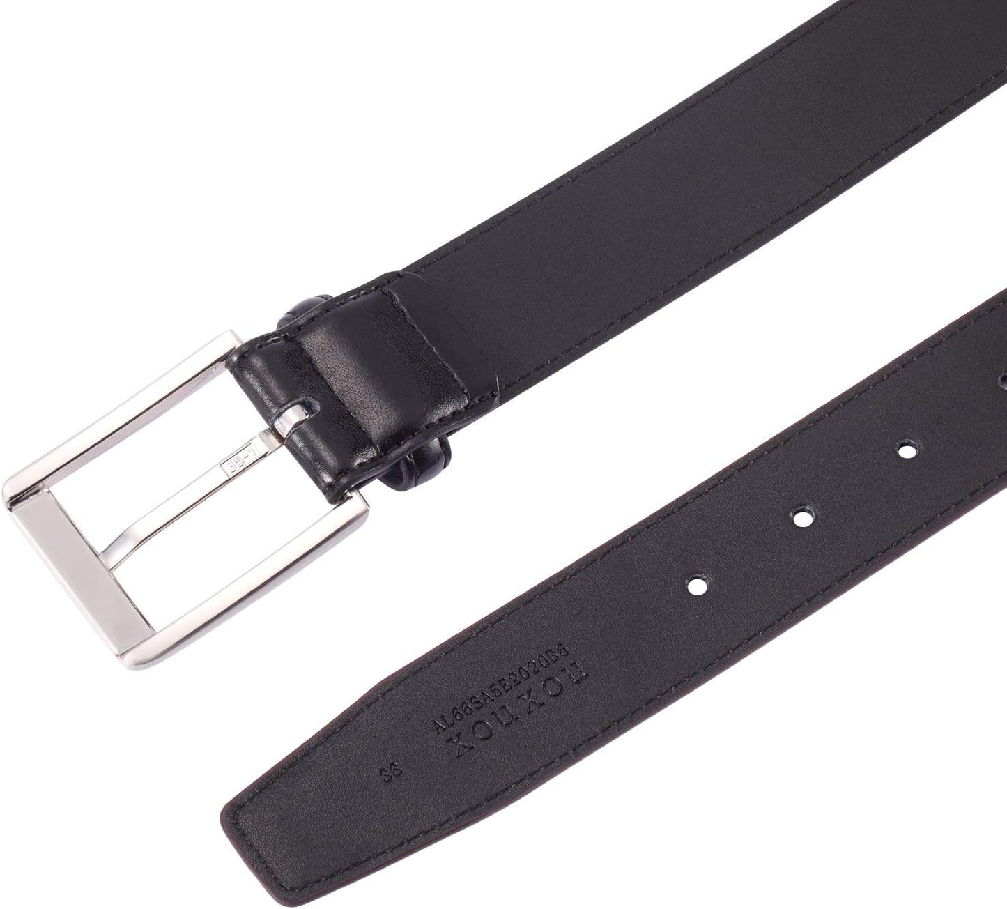 HOTXOUXOU Men's Casual Leather Jeans Belts Classic Work Business Dress Belt with Prong Buckle for Men