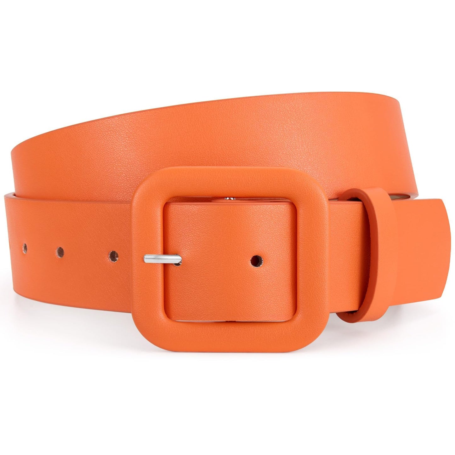 HOTWHIPPY Women Leather Belt Candy Color Fashion Square Buckle Belt Ladies Belt for Jeans Pants Dresses
