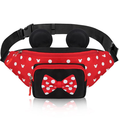 HOTCute Fanny Pack for Travel Best Fanny Pack Women Waist Pack Teen Girls Mini Mouse Belt Bag Cartoon Fanny Packs Hiking Bum Bags Outdoor Waist Bag with Mouse Ears Red
