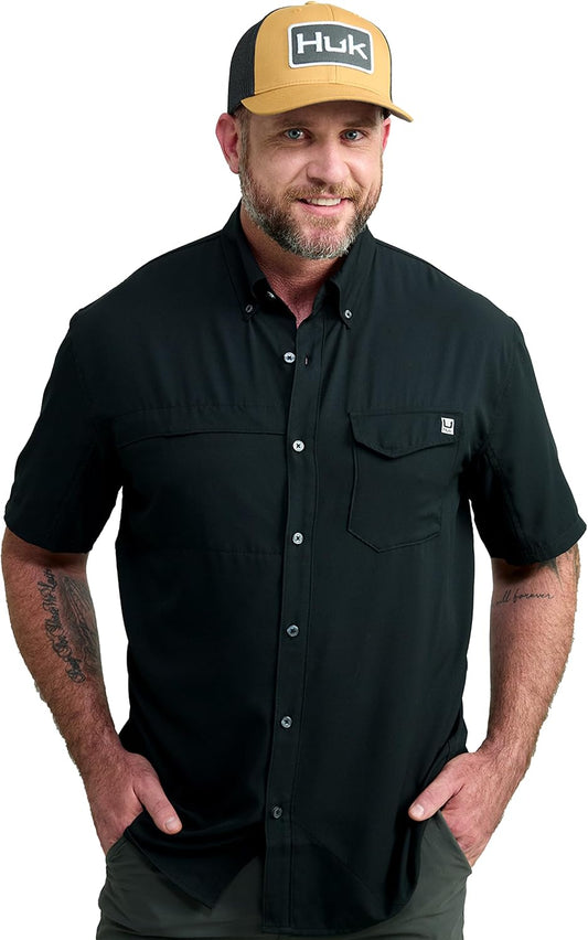 HOTHUK Men's Tide Point Kc Scott Original Artwork Short Sleeve Shirt, Fishing Button Down