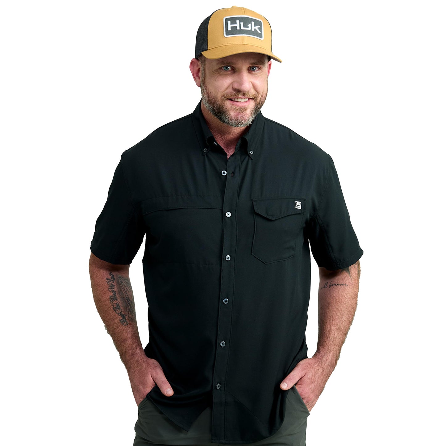 HOTHUK Men's Tide Point Kc Scott Original Artwork Short Sleeve Shirt, Fishing Button Down