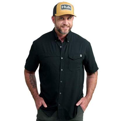 HOTHUK Men's Tide Point Kc Scott Original Artwork Short Sleeve Shirt, Fishing Button Down