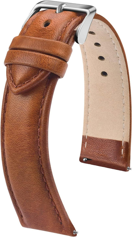 HOTFullmosa Watch Band, Quick Release Leather Watch Strap Compatible with Samsung Galaxy Garmin for Men Women, Replacement Bands Width 12mm 14mm 16mm 18mm 19mm 20mm 21mm 22mm 24mm | Quick Release Replacement Bands with Stainless Steel Metal Clasp, Genuine