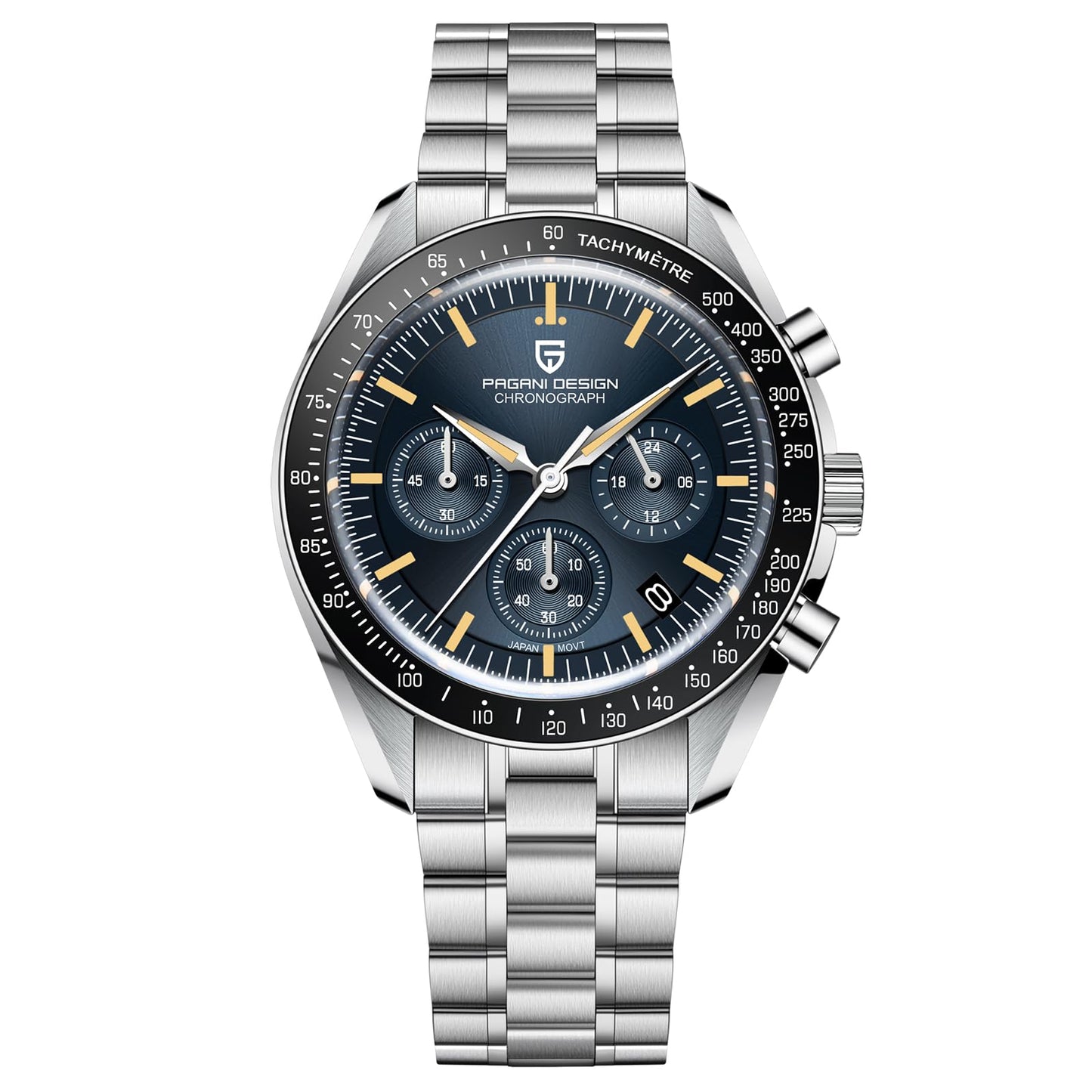 HOTHaiQin Pagani Design 1701 V6 Moon Wristwatch Homage Men's Quartz Chronograph Watches VK63 Movement Stianless Steel Construction 100M Waterproof Fashion Sport Watch