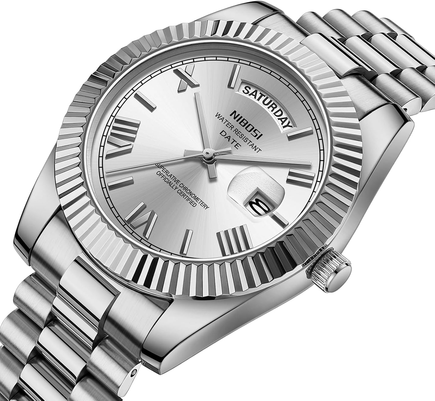 HOTNIBOSI Men Watches Analog Quartz Stainless Steel Rose Gold Silver Watches for Men Waterproof Business Classic Desiger Wrist Watch with Day Date