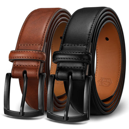 HOTZitahli Mens Belt 2 Pack - Men Leather Belt Design for Work Business and Casual Golf Jeans-Everyday Wear,Gifts for Men