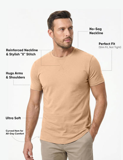 HOTJMIERR Mens 3 Pack Cotton Hipster Hip Hop Longline Crewneck T-Shirt