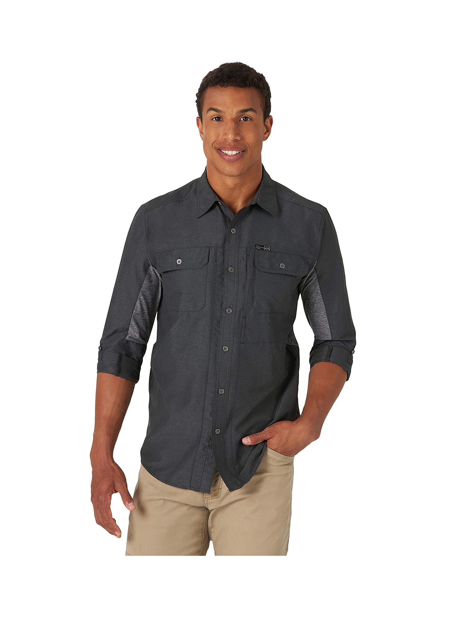 HOTATG by Wrangler Men's Long Sleeve Mixed Material Shirt