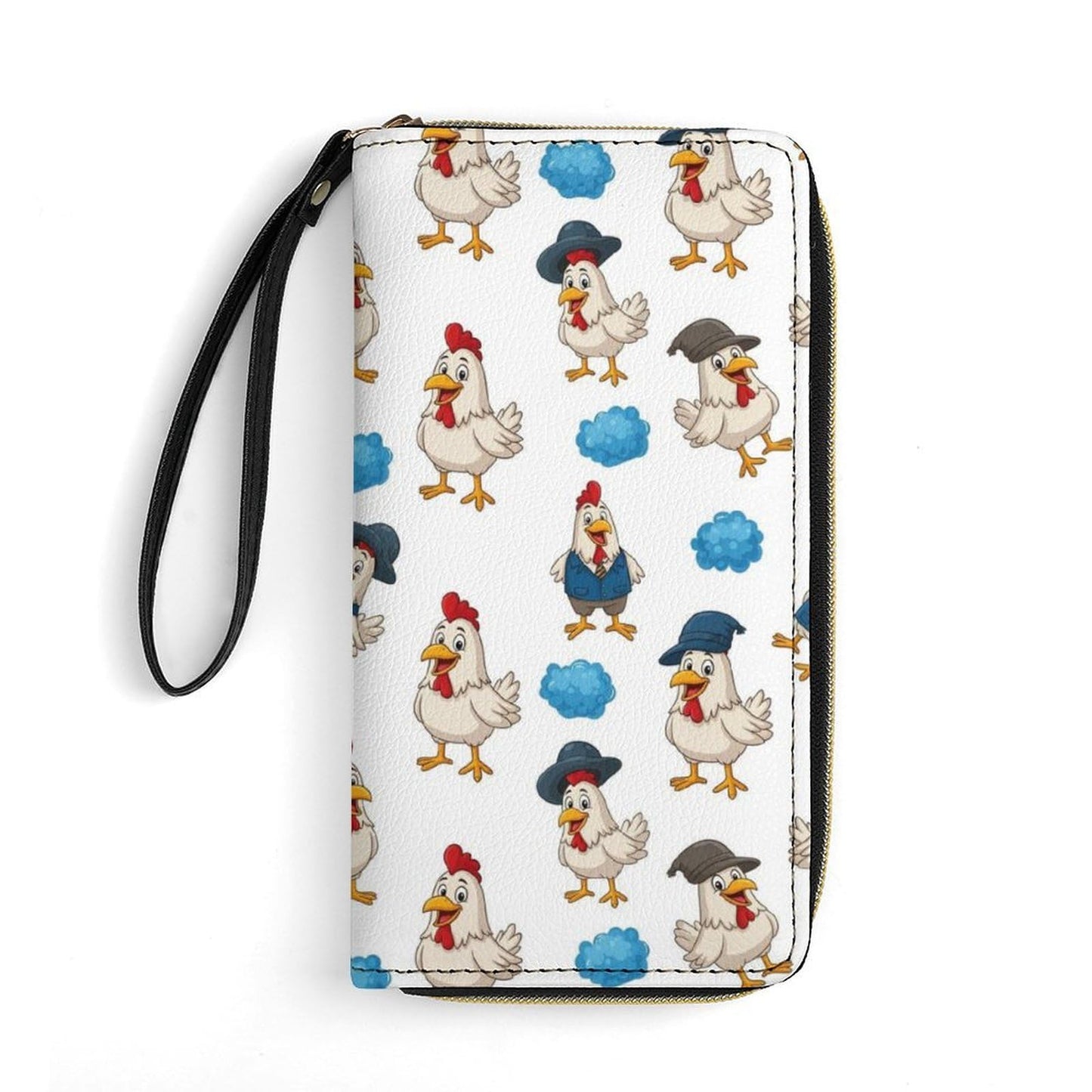 HOTWomen's Wallet Ladies Wristlet, Large Capacity, Zipper Pocket, Perfect for ID Cards, Chicken Cute
