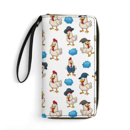 HOTWomen's Wallet Ladies Wristlet, Large Capacity, Zipper Pocket, Perfect for ID Cards, Chicken Cute
