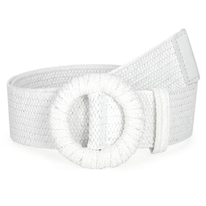 HOTStraw Woven Elastic Belt for Women Stretchy Belts for Dress Fashion Boho Waist Belt Rattan Raffia Ladies Belts