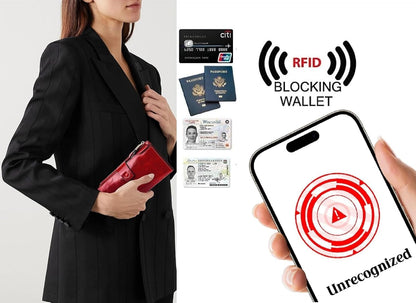 HOTYALUXE Women's Genuine Leather Wallet RFID Blocking Multi Card Holder with Cell Phone Pocket Mothers Day Gifts