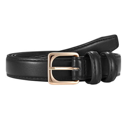 HOTJASGOOD Women Leather Belt Fashion Ladies Leather Waist Belt for Pants Jeans Dress with Gold Buckle