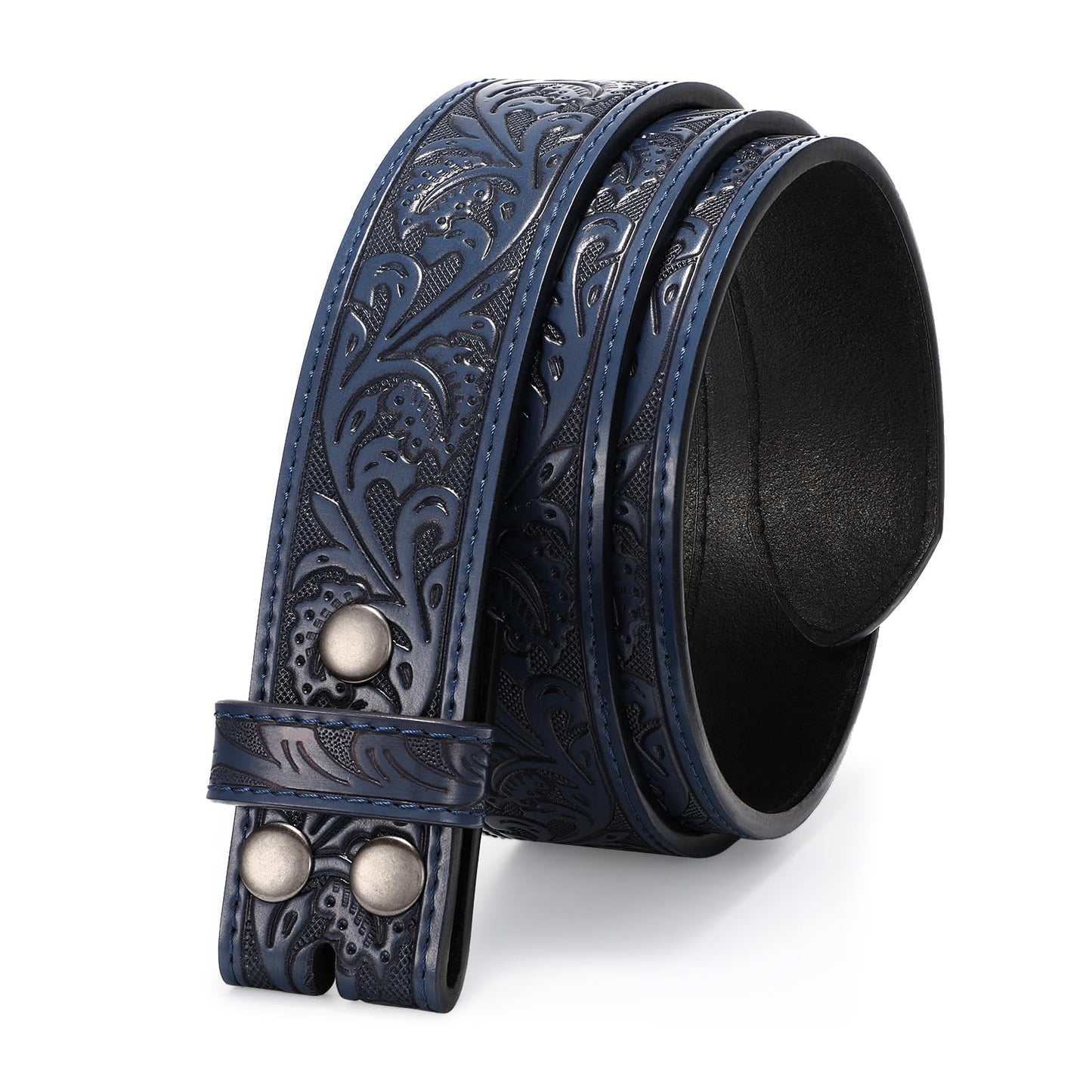 HOTTRIWORKS Western Belt Strap for Men without Buckle 1.5" Wide Floral Engraved Embossed Leather Belt Strap