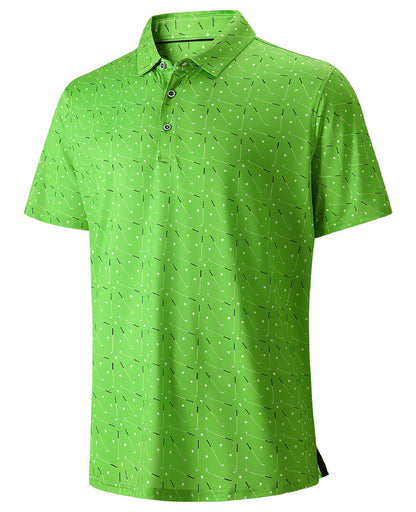 HOTHodaweisolp Golf Shirts for Men Dry Fit Print Moisture Wicking Performance Short Sleeve Polo Shirt