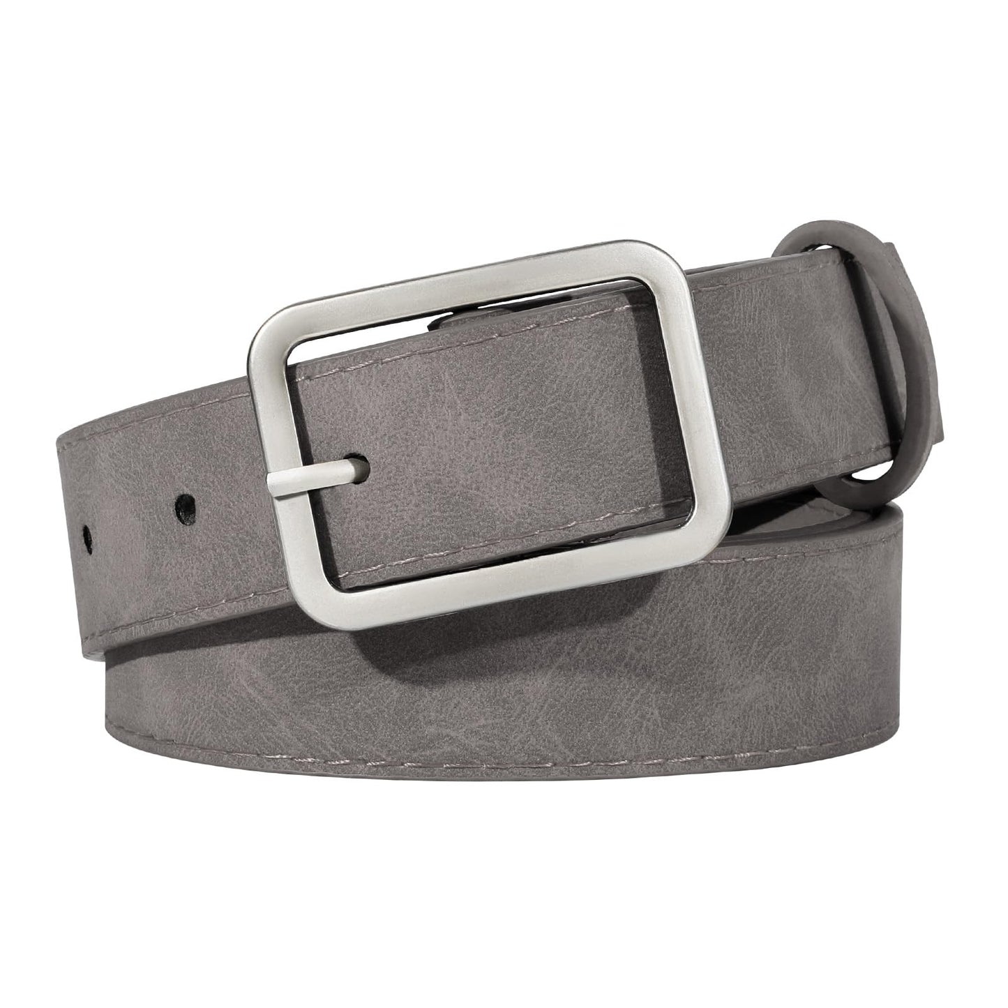 HOTXZQTIVE Women Suede Belts for Women Fashion Leather Belts With Silver Buckle Ladies Waist Belt For Jean Pant Dress