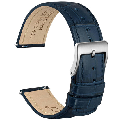 HOTWOCCI Watch Bands, Top Grain Leather, Embossed Alligator Grain, Quick Release, Band Width 18mm 20mm 22mm