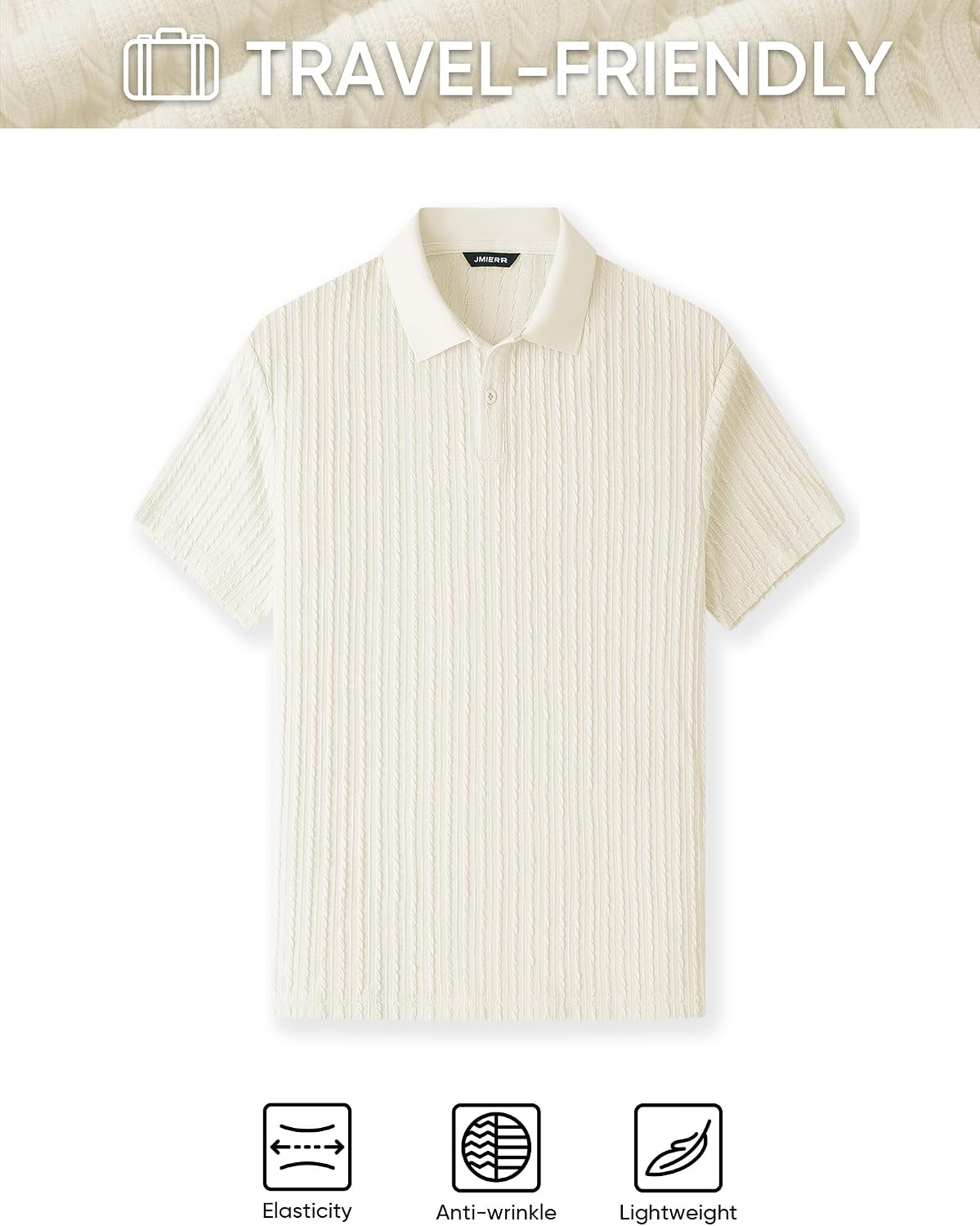 HOTJMIERR Mens Casual Polo Shirt Summer Short Sleeve Vacation Button Beach Knit Stretchy Golf Shirts