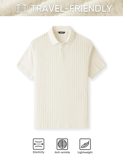 HOTJMIERR Mens Casual Polo Shirt Summer Short Sleeve Vacation Button Beach Knit Stretchy Golf Shirts
