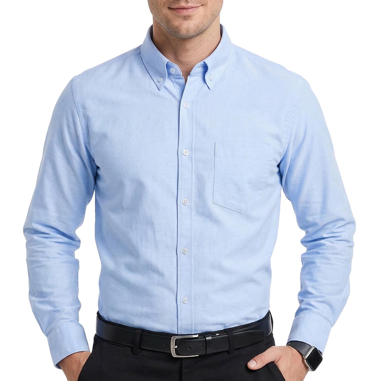 HOTCotton King Mens 100% Cotton Oxford Shirt Long Sleeve Dress Shirts for Men Button Down Work Casual Shirt with Pocket