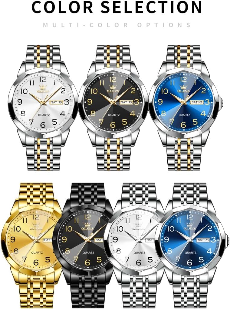 HOTOLEVS Watch for Men Simple Business Dress Analog Stainless Steel Waterproof Luminous Date Easy Read Men Wrsit Watch