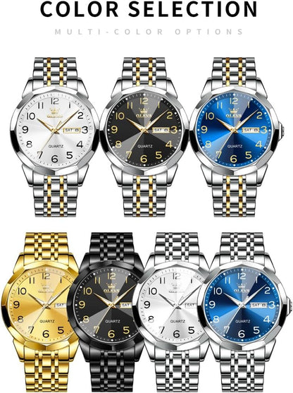 HOTOLEVS Watch for Men Simple Business Dress Analog Stainless Steel Waterproof Luminous Date Easy Read Men Wrsit Watch