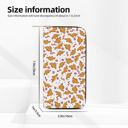 HOTCute Dinosaur Chicken Nuggets Long Wallet for Women Men Leather Clutch Purse Large Capacity Card Holder Money Organizers for Cash Coin Smart Phone