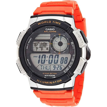 HOTCasio AE1000W Series | Men’s Digital Watch | 100M WR | Multi Alarms | 100 SEC Stopwatch | Countdown Timer | World Map for World Time | LED Light | LC Analog Display | 10 Year Battery