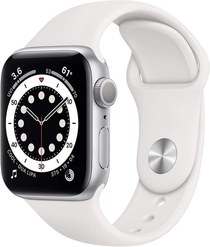 HOTApple Watch Series 6 (GPS, 40mm) - Silver Aluminum Case with White Sport Band (Renewed)