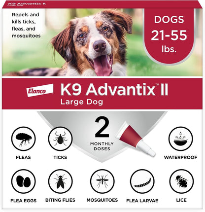 HOTK9 Advantix II Large Dog Vet-Recommended Flea, Tick & Mosquito Treatment & Prevention | Dogs 21-55 lbs. | 2-Mo Supply (Packaging may vary)