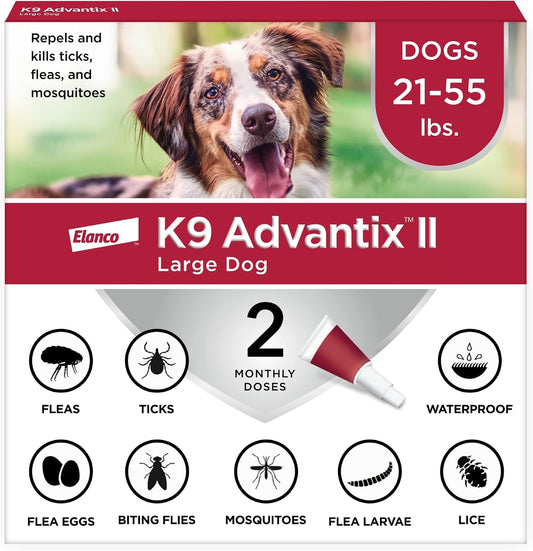 HOTK9 Advantix II Large Dog Vet-Recommended Flea, Tick & Mosquito Treatment & Prevention | Dogs 21-55 lbs. | 2-Mo Supply (Packaging may vary)