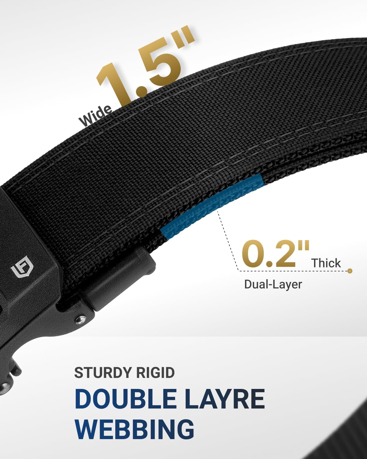HOTFAIRWIN Tactical Gun Belt, Ratchet CCW EDC Stiff Heavy Duty Work 1.5" Battle Concealed Carry Rigid Patented Nylon Men Belts