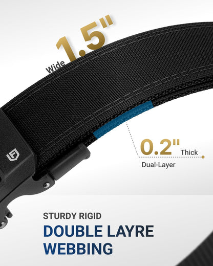 HOTFAIRWIN Tactical Gun Belt, Ratchet CCW EDC Stiff Heavy Duty Work 1.5" Battle Concealed Carry Rigid Patented Nylon Men Belts