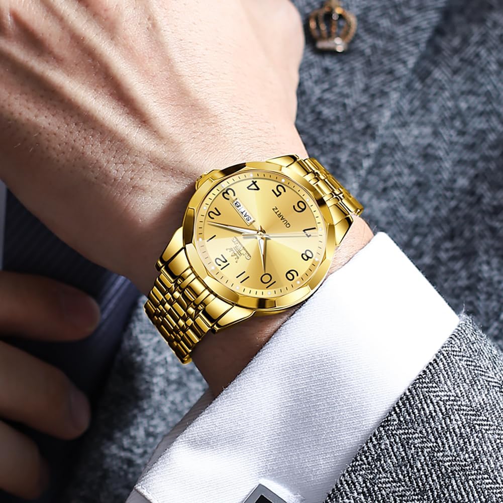 HOTOLEVS Watch for Men Simple Business Dress Analog Stainless Steel Waterproof Luminous Date Easy Read Men Wrsit Watch