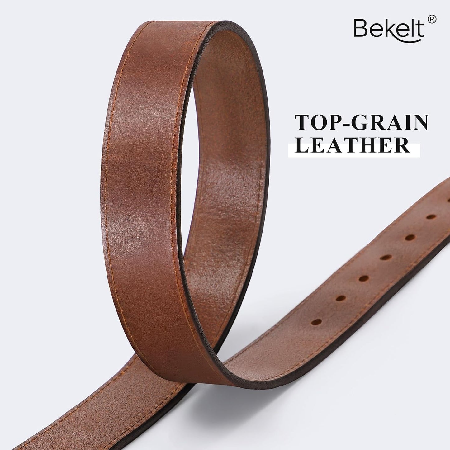 HOTWomen's Full Grain Leather Belt for Jeans Pants Real Genuine Leather Waist Belt with Matte Gold/Silver Buckle