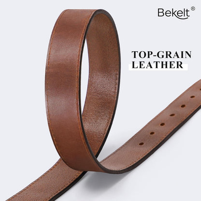 HOTWomen's Full Grain Leather Belt for Jeans Pants Real Genuine Leather Waist Belt with Matte Gold/Silver Buckle