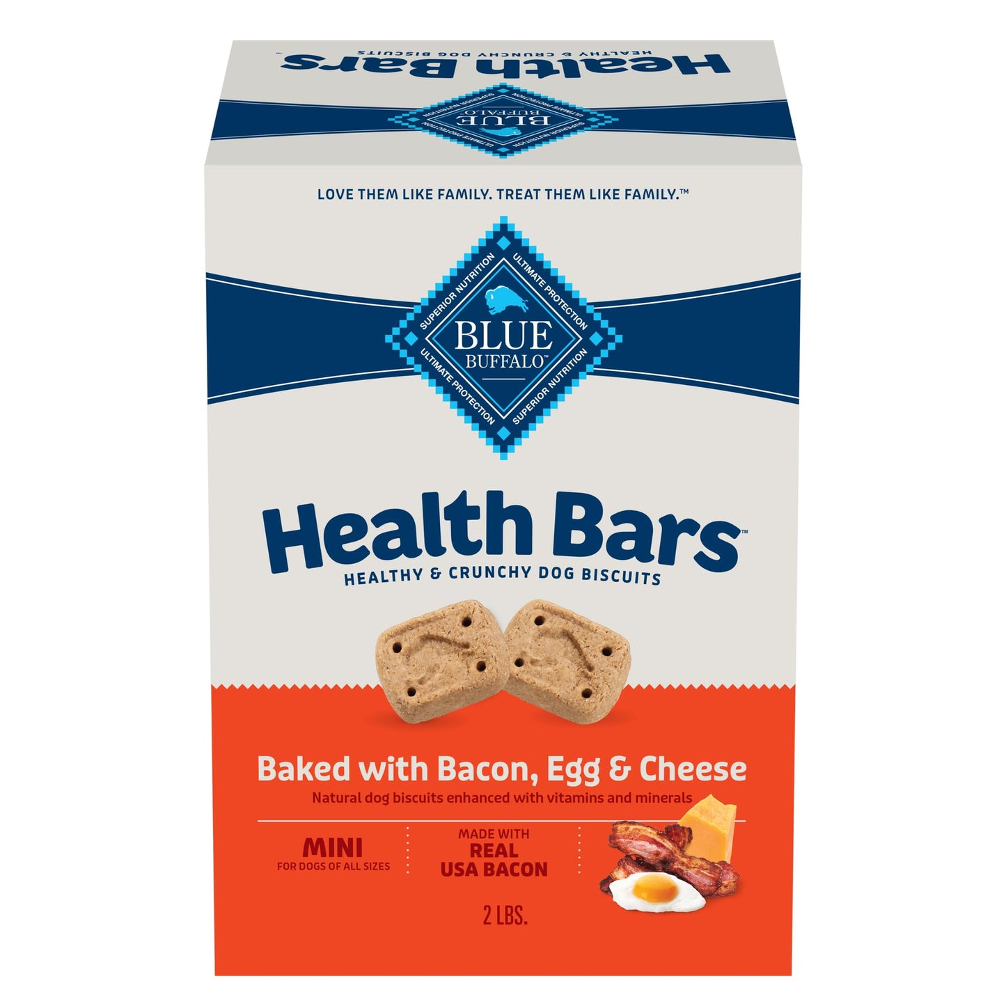 HOTBlue Buffalo Health Bars Bacon, Egg & Cheese Crunchy Dog Biscuits, Oven-Baked with Real Bacon & Natural Ingredients, Healthy Dog Treats with No Artificial Flavors or Preservatives, Jumbo Box 3.5 lbs.